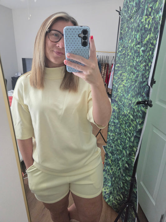 Butter yellow Mock neck 2 PC set