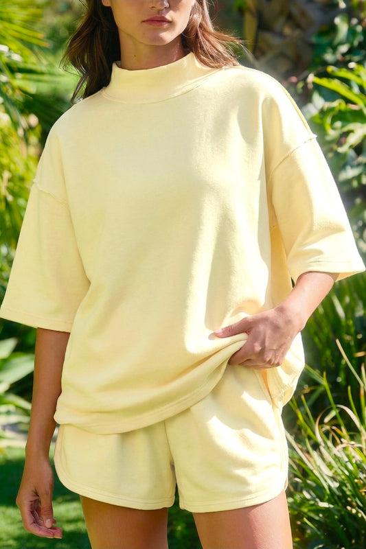 Butter yellow Mock neck 2 PC set